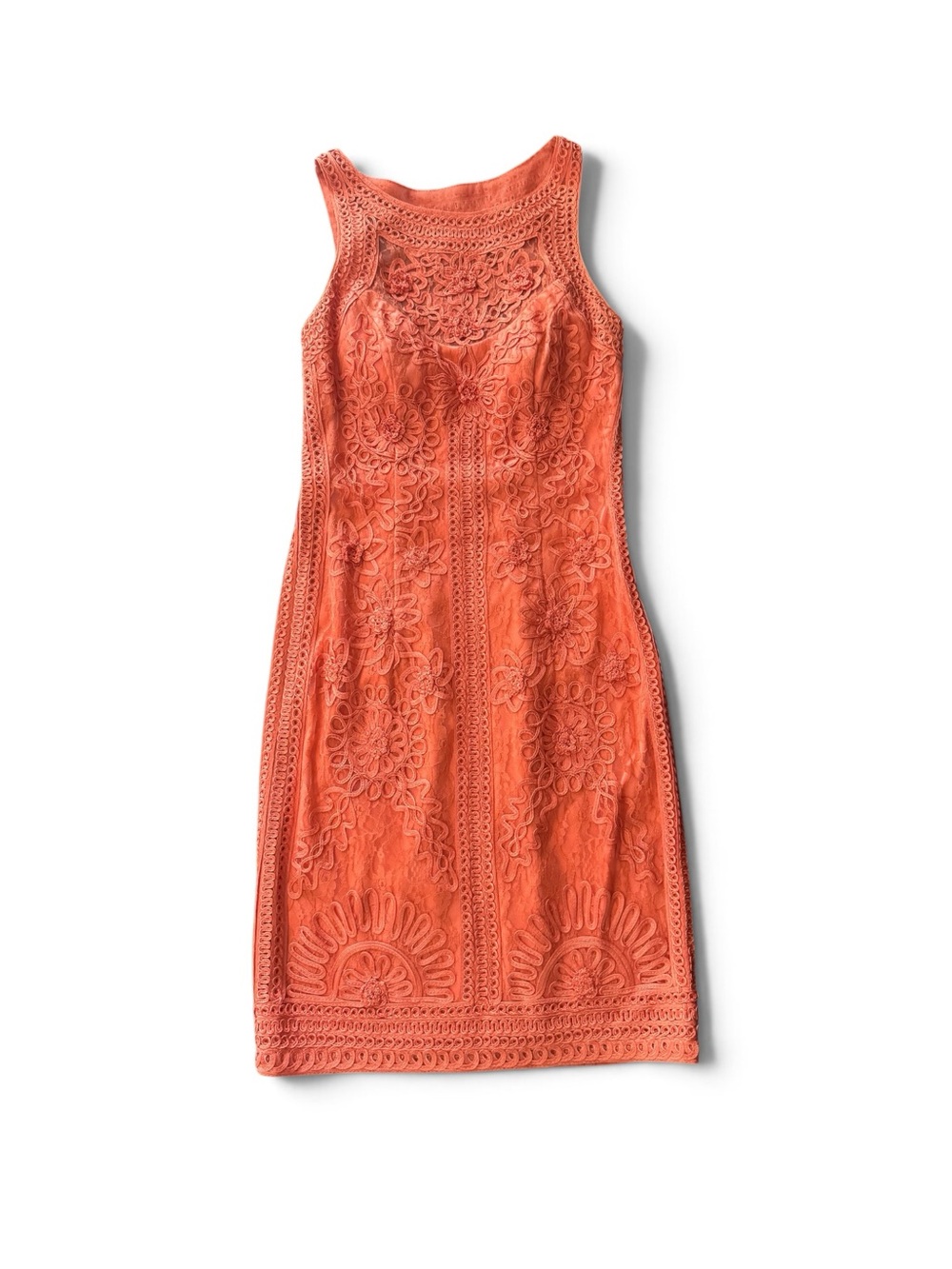 Vintage Sue Wong Womens Size 2 Coral Designer Cocktail Dress Embroidered